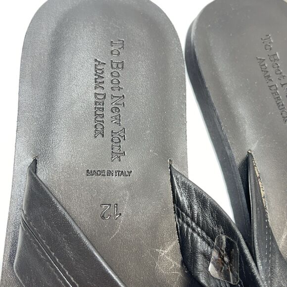 To Boot New York Limon Leather Flip Flop In Black Sz 12 New W/O Tag - Picture 4 of 11